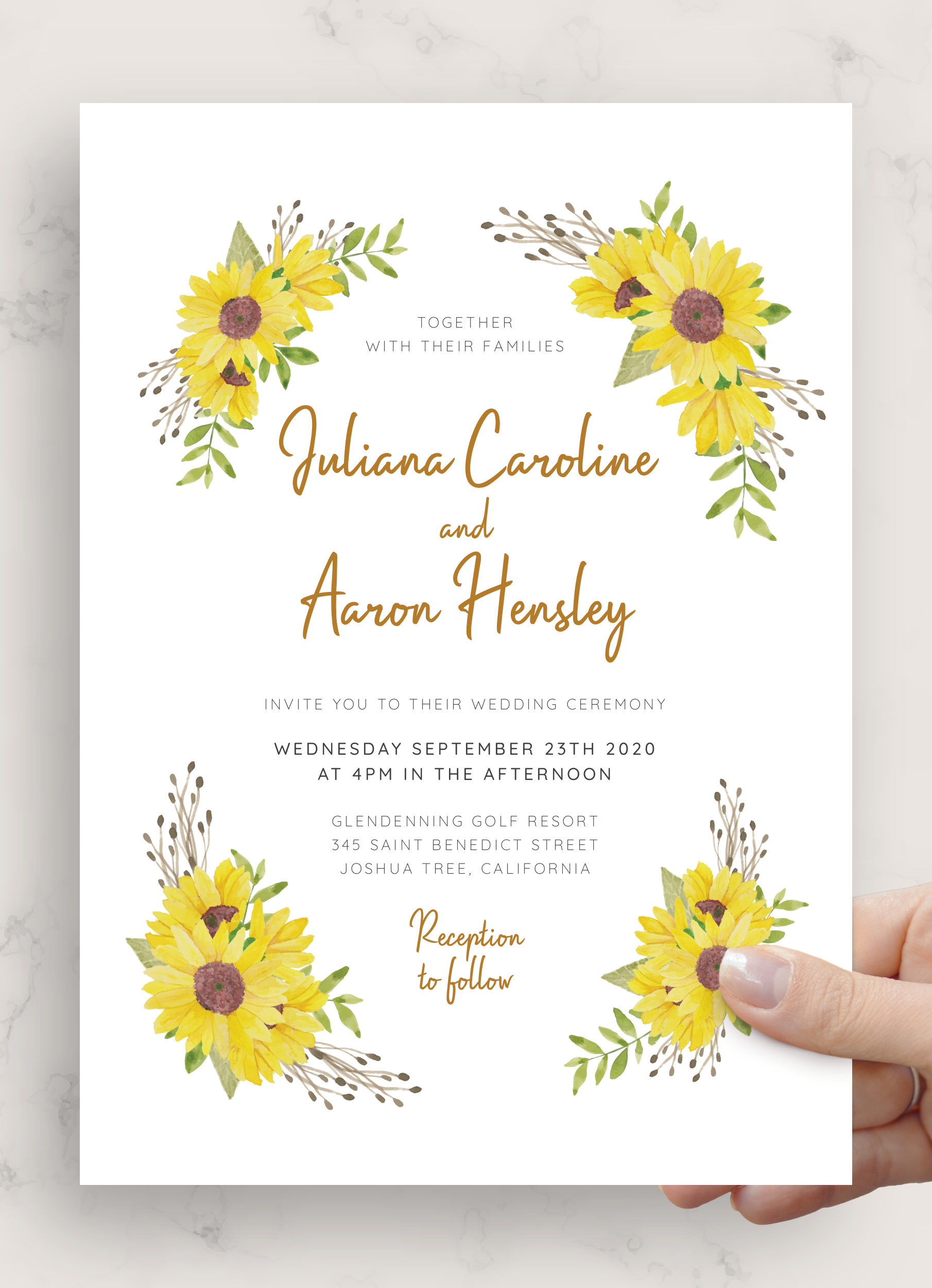 Free Printable Sunflower Wedding Invitation Templates