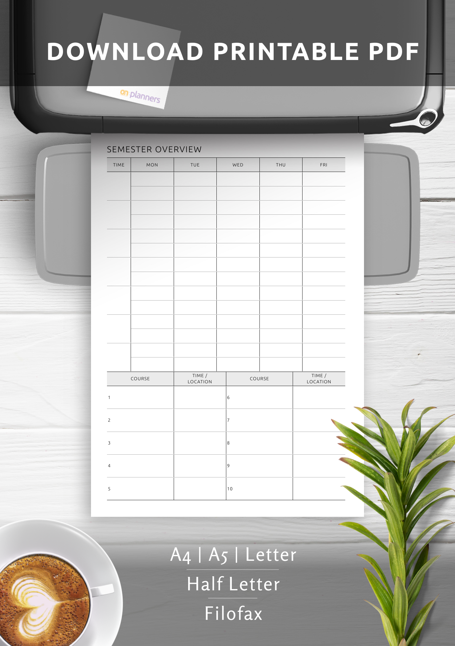 Download Printable Semester Overview One-Page Template PDF