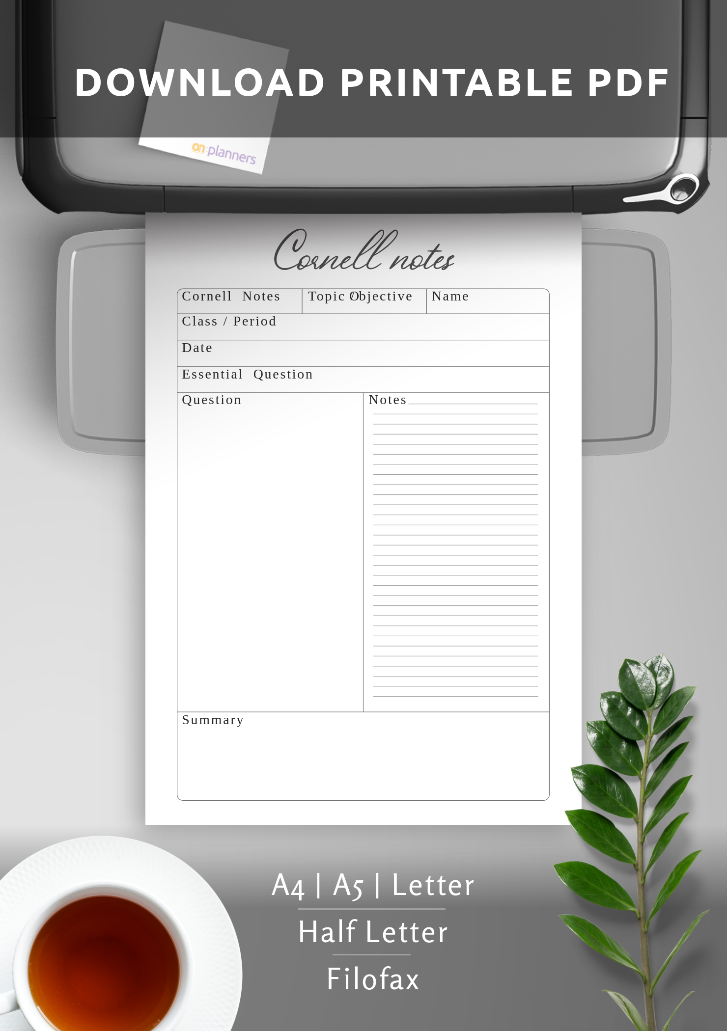 Printable Note Taking Template.pdf Download Printable Simple Cornell Note-Taking Template PDF