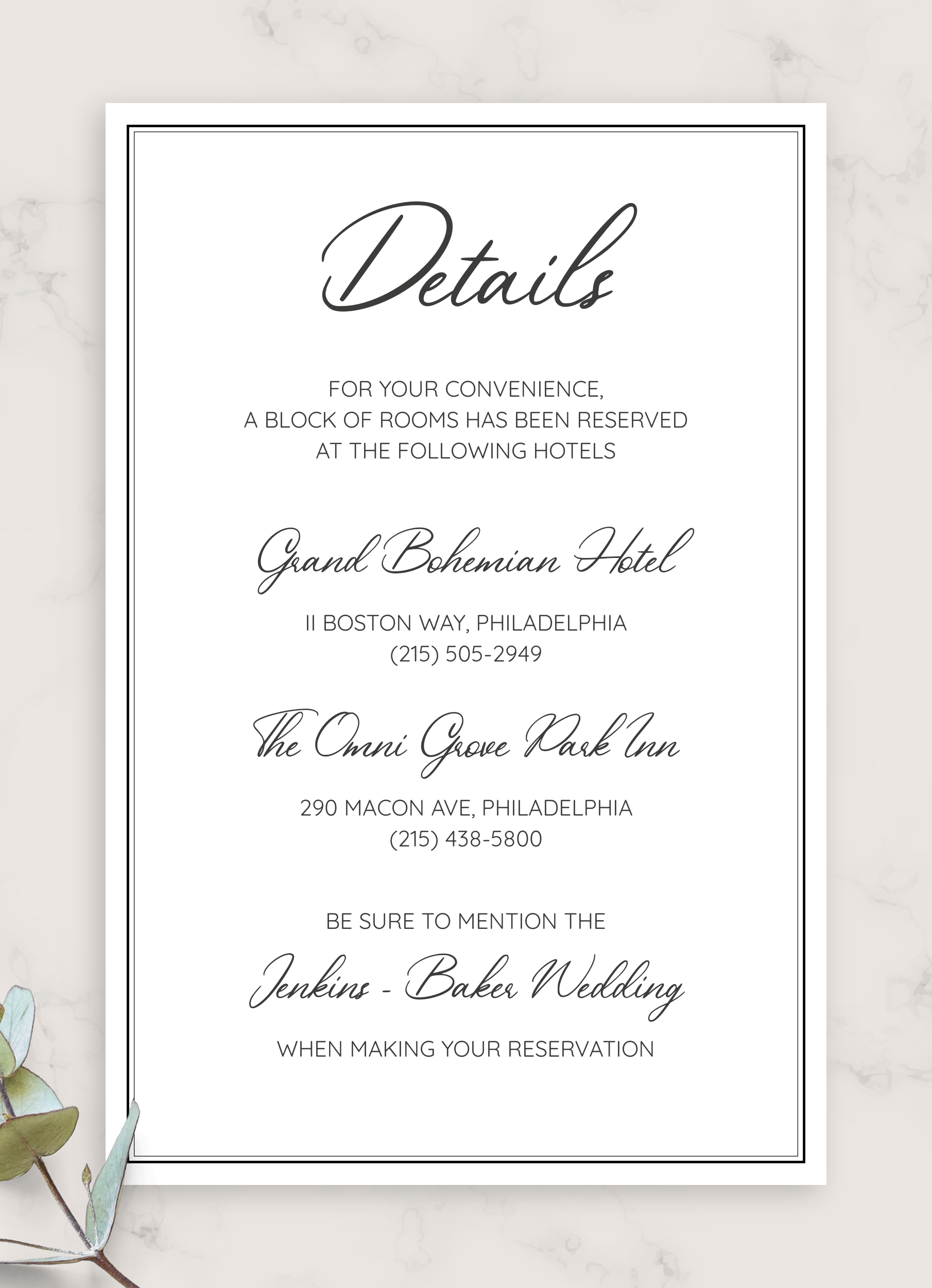 What To Include On Wedding Invitation Details Card