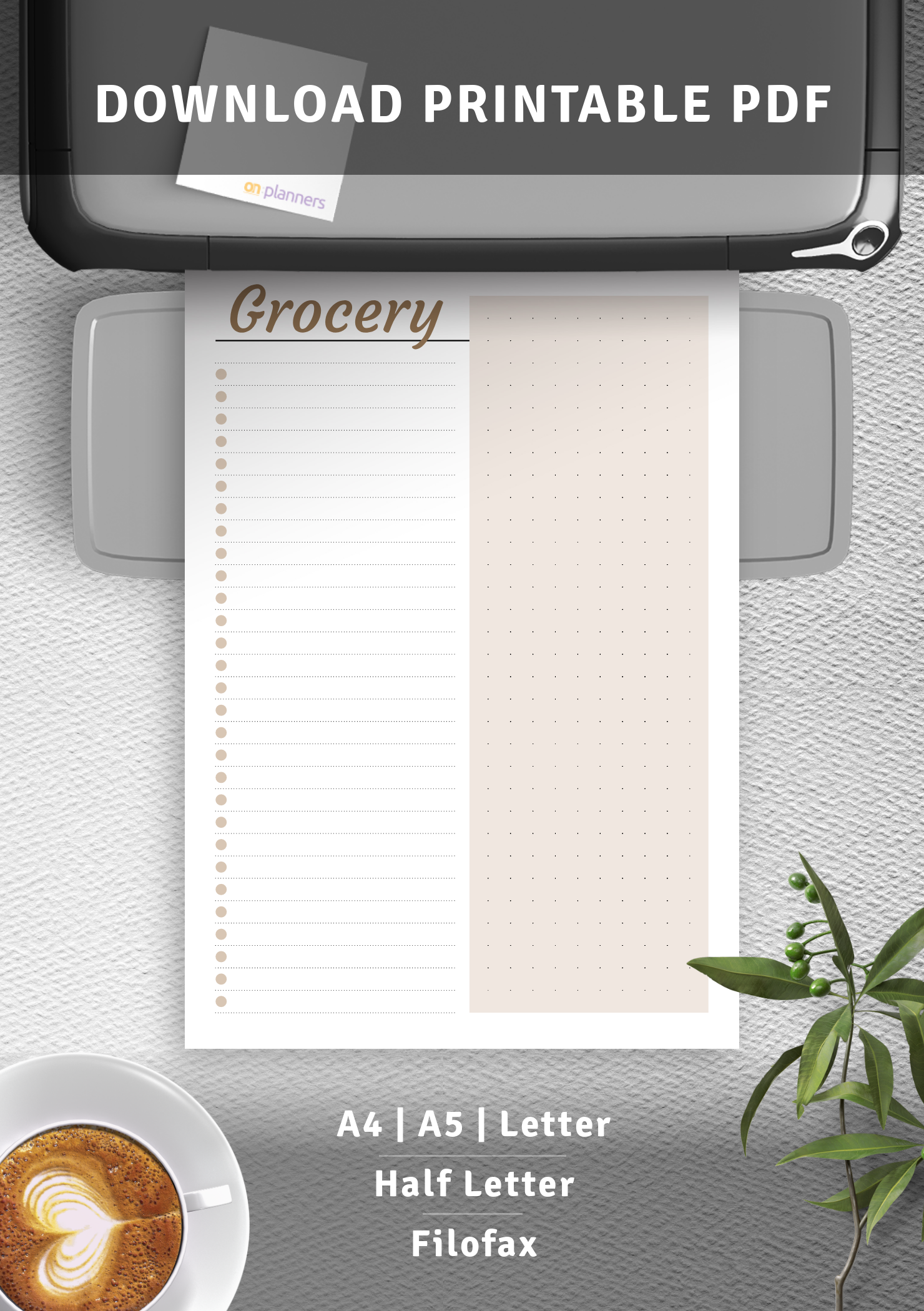 Download printable simple grocery list template pdf