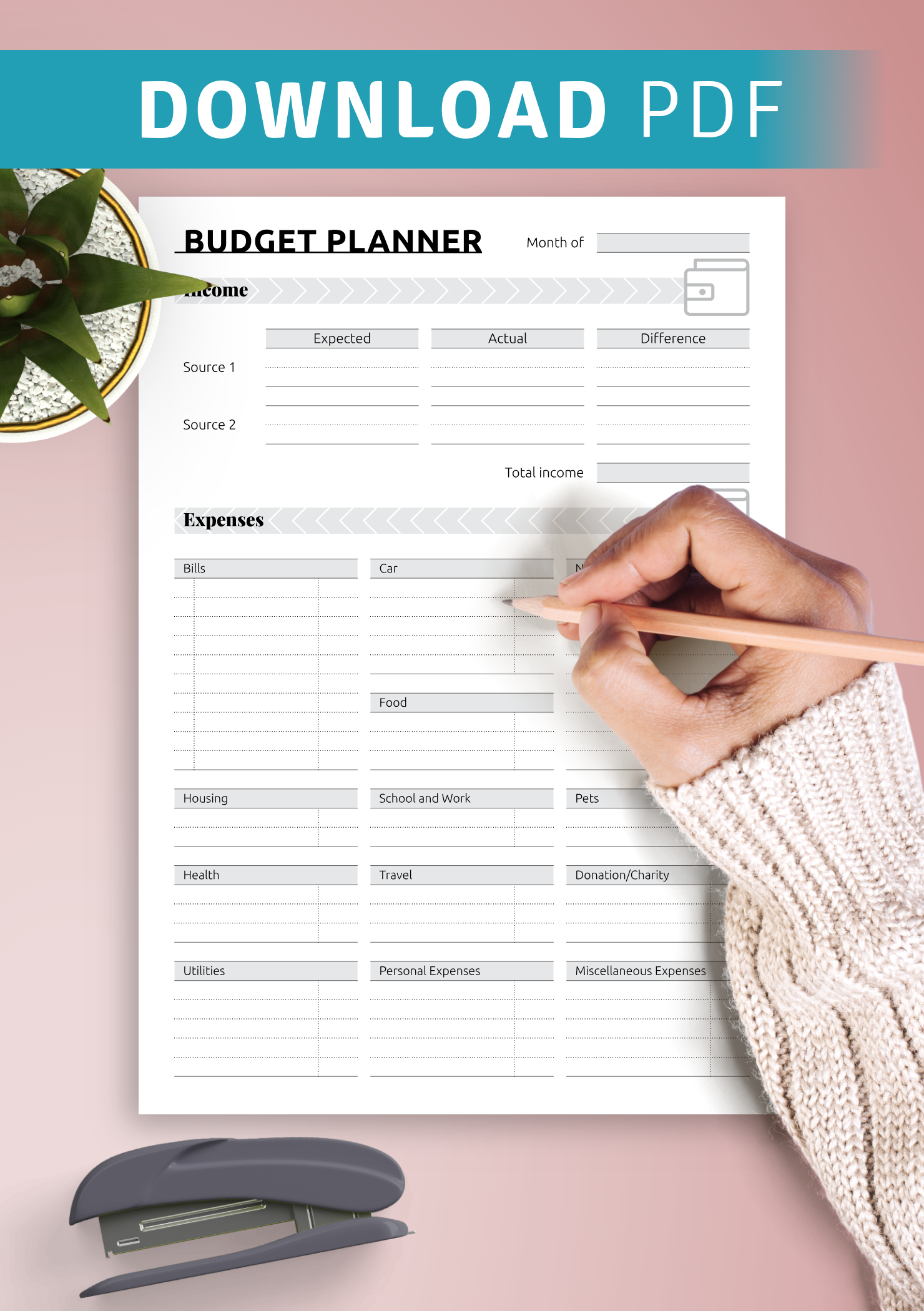 Monthly Budget Template Goodnotes Free