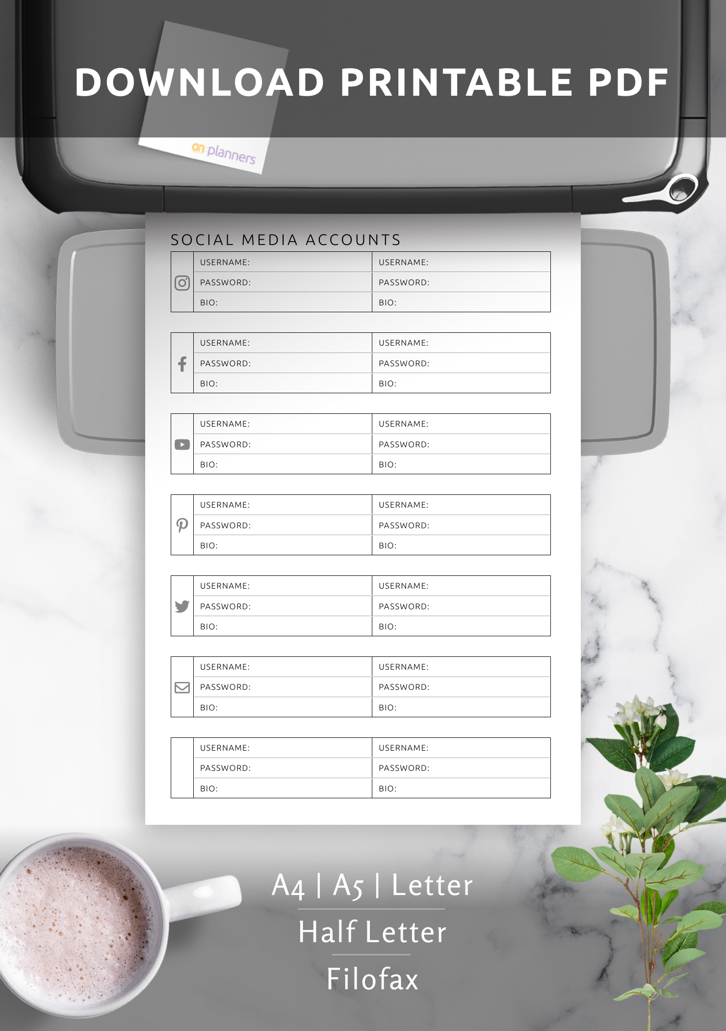 Download Printable Social Media Accounts Template Pdf 8030