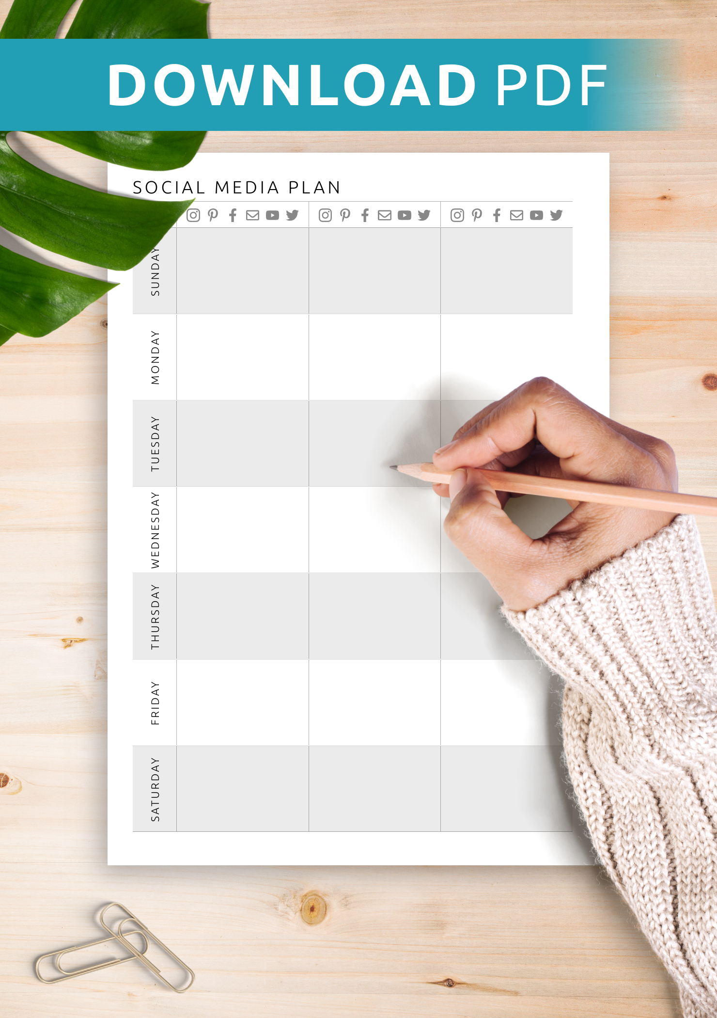 Download Printable Social Media Plan Template PDF