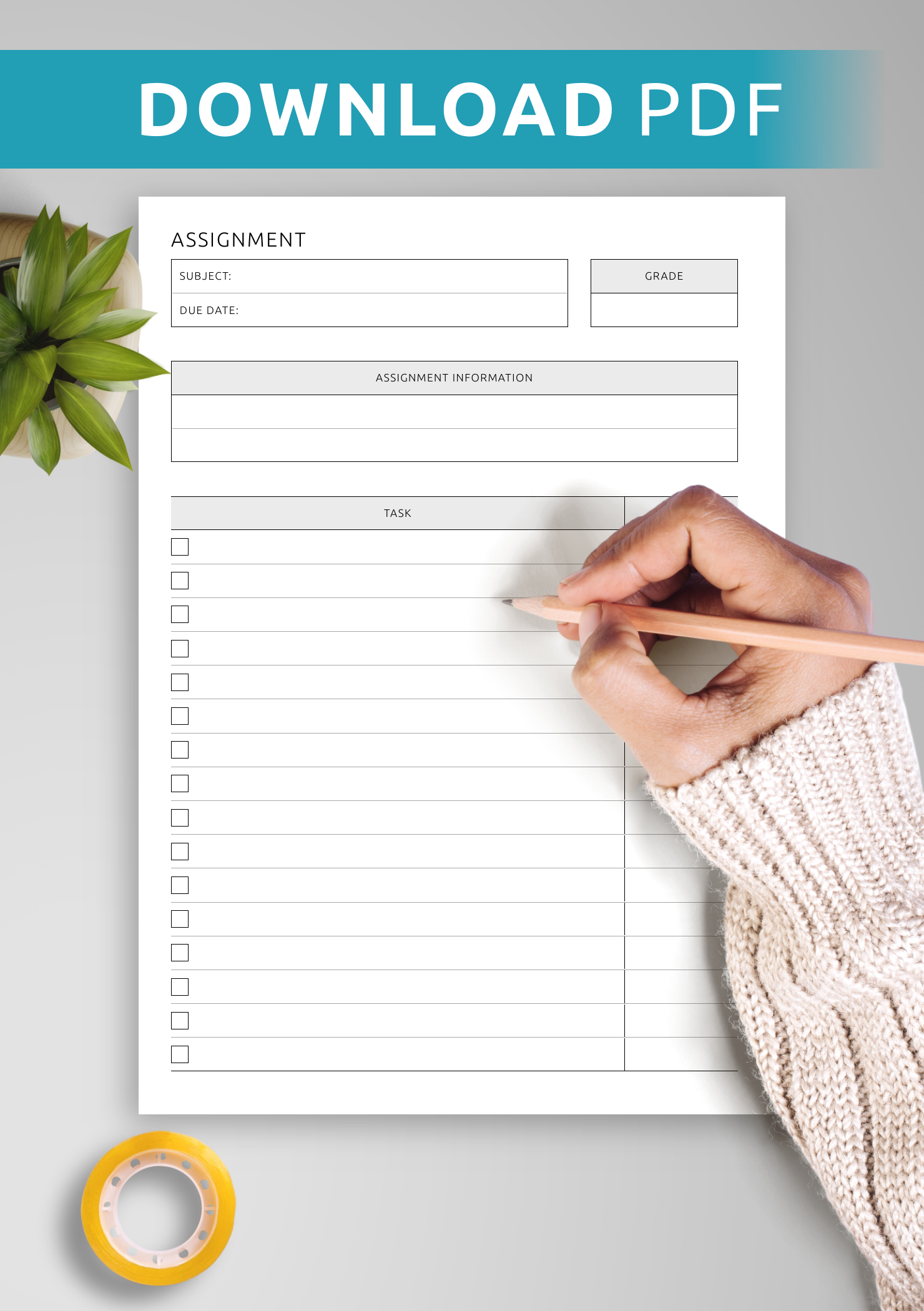 Download Printable Student Assignment Tracker PDF