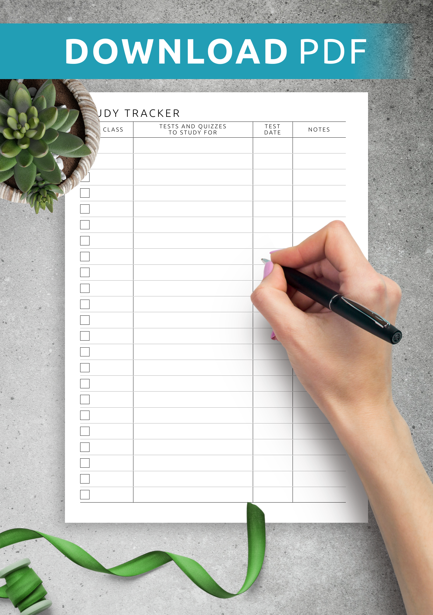 Download Printable Study and Homework Tracker Template PDF