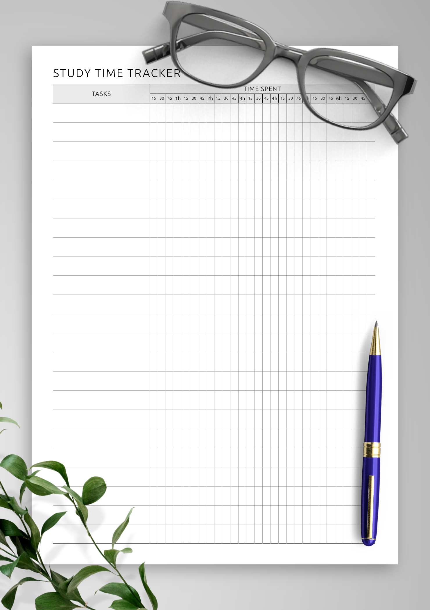 Download Printable Study Time Tracker Template PDF