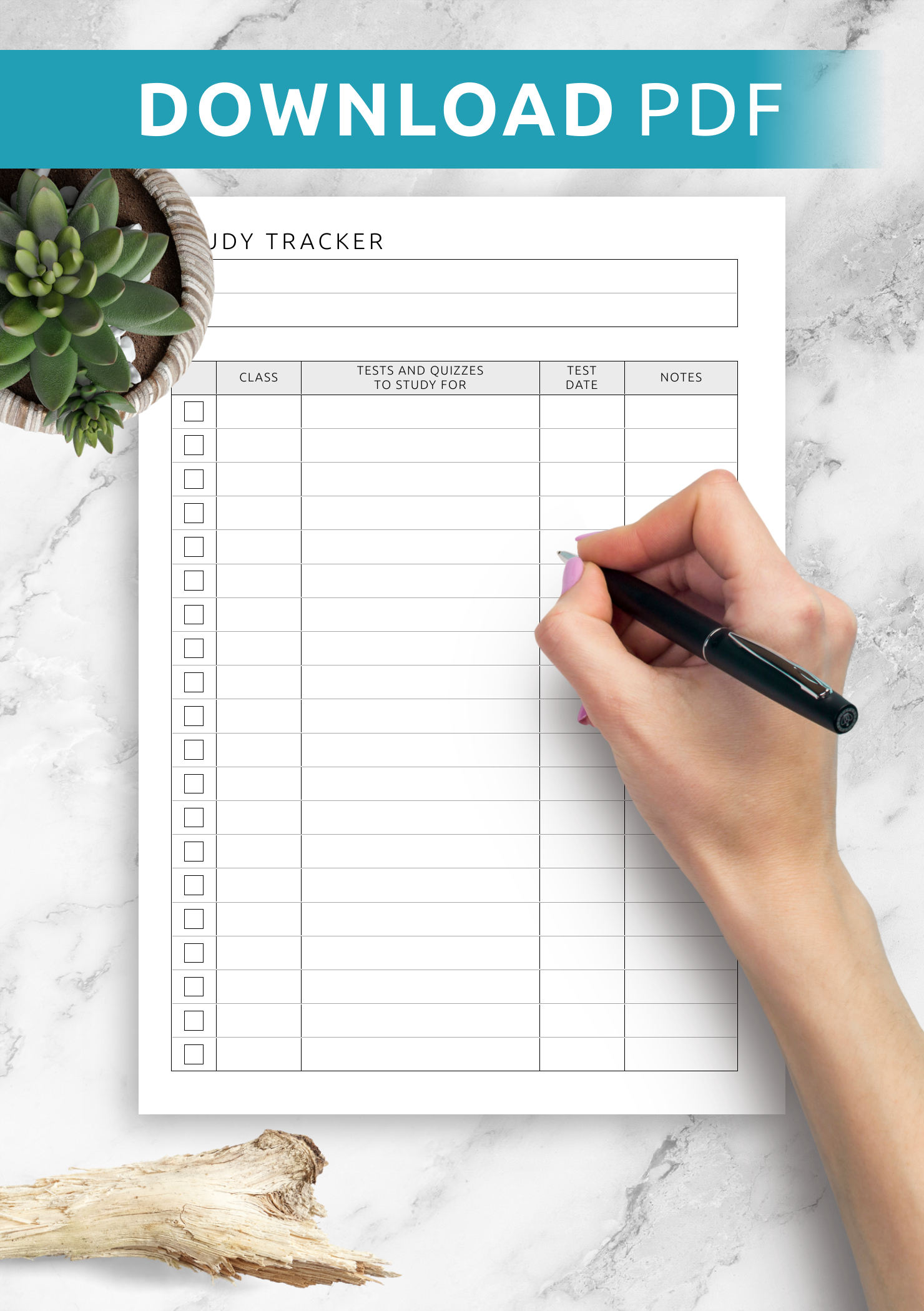 Download Printable Study Tracker Template PDF