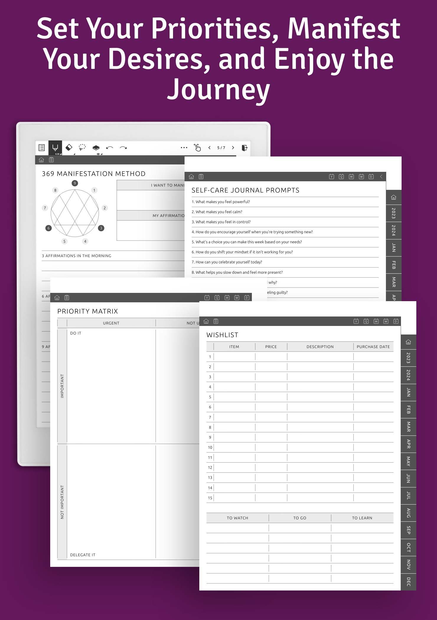 Download Self-care Planner PDF for reMarkable