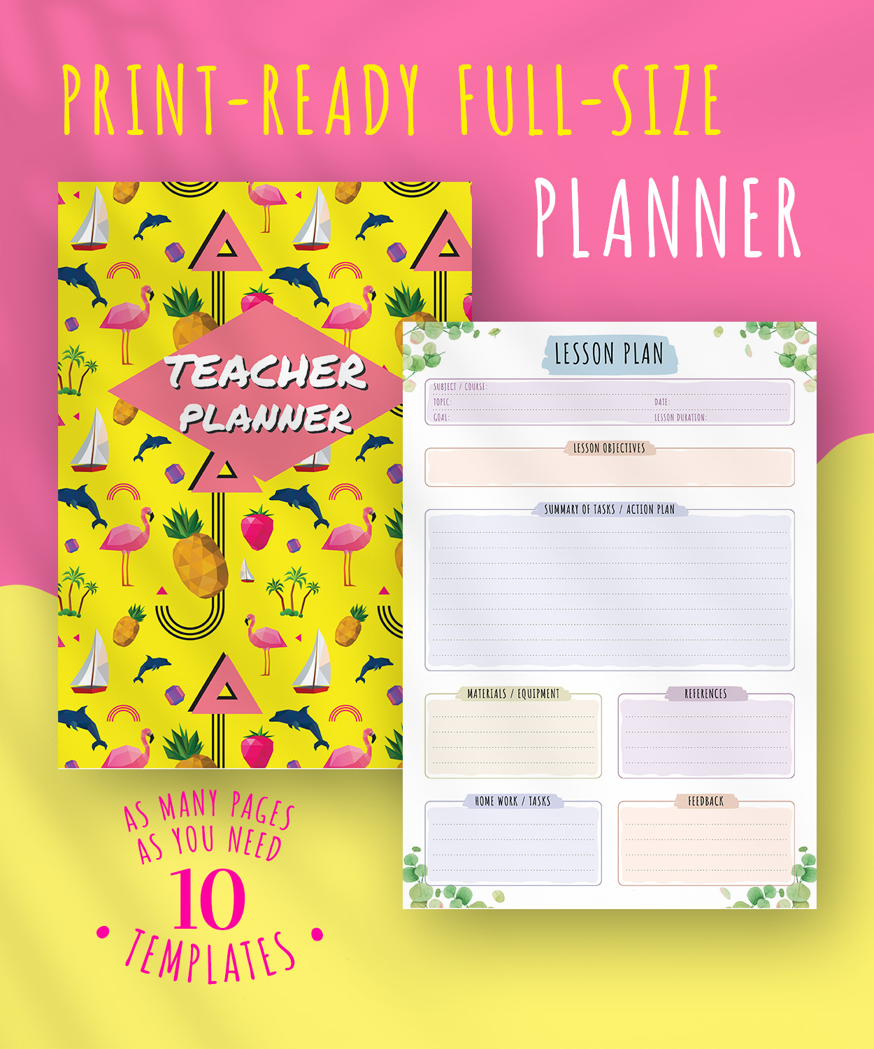 Download Printable Teacher Planner Floral Style PDF