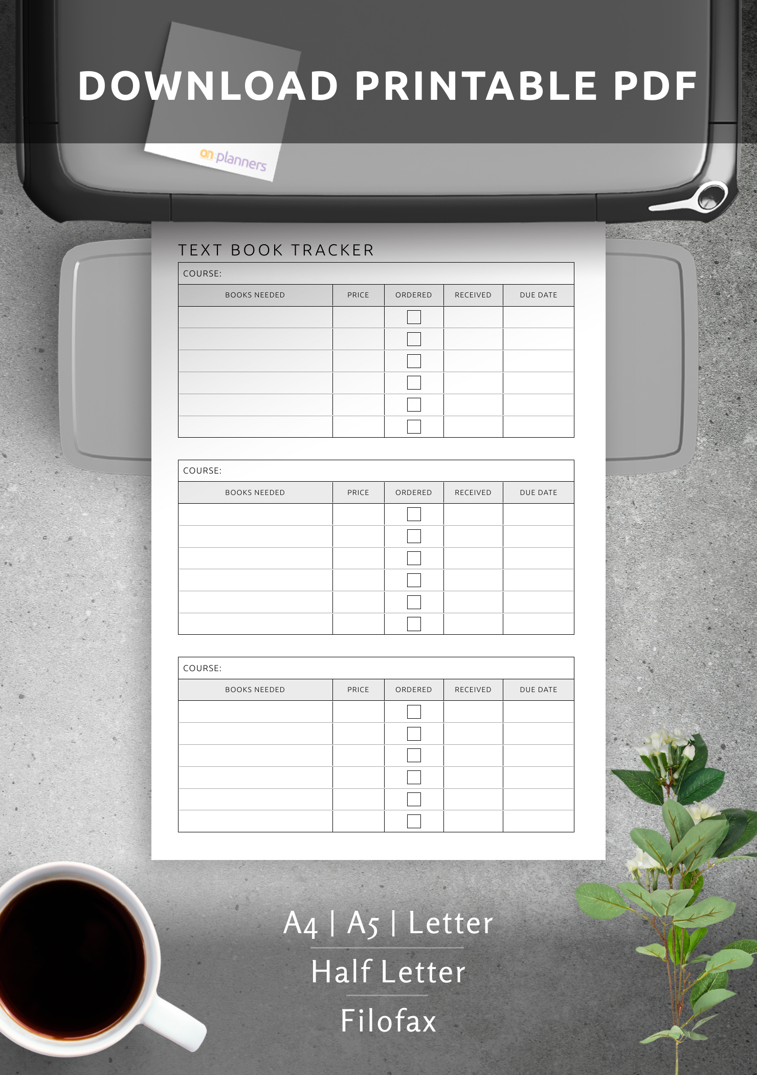 Download Printable Text Book Tracker Template PDF