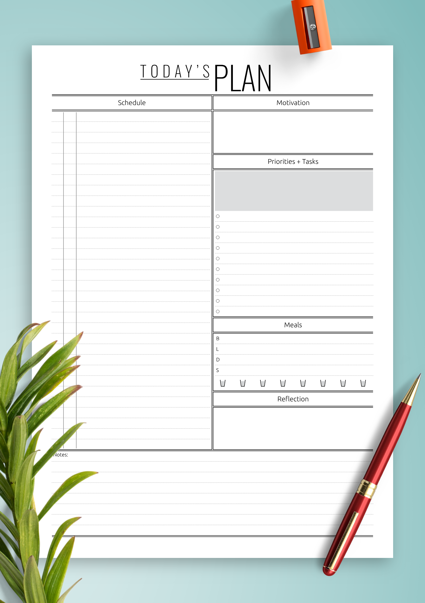 Download Printable Today S Plan Template With Hourly Schedule PDF