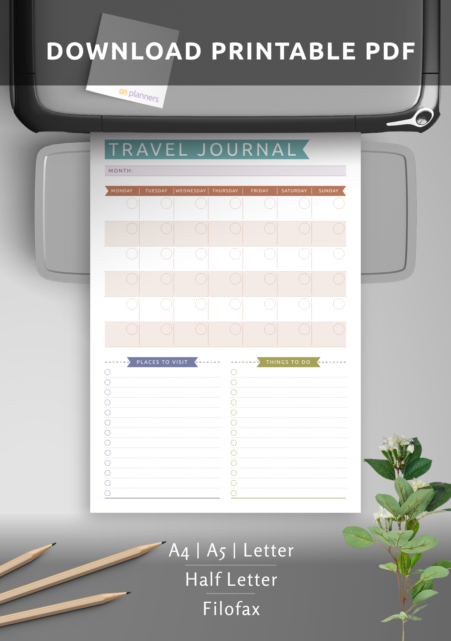 download printable travel journal template casual style pdf