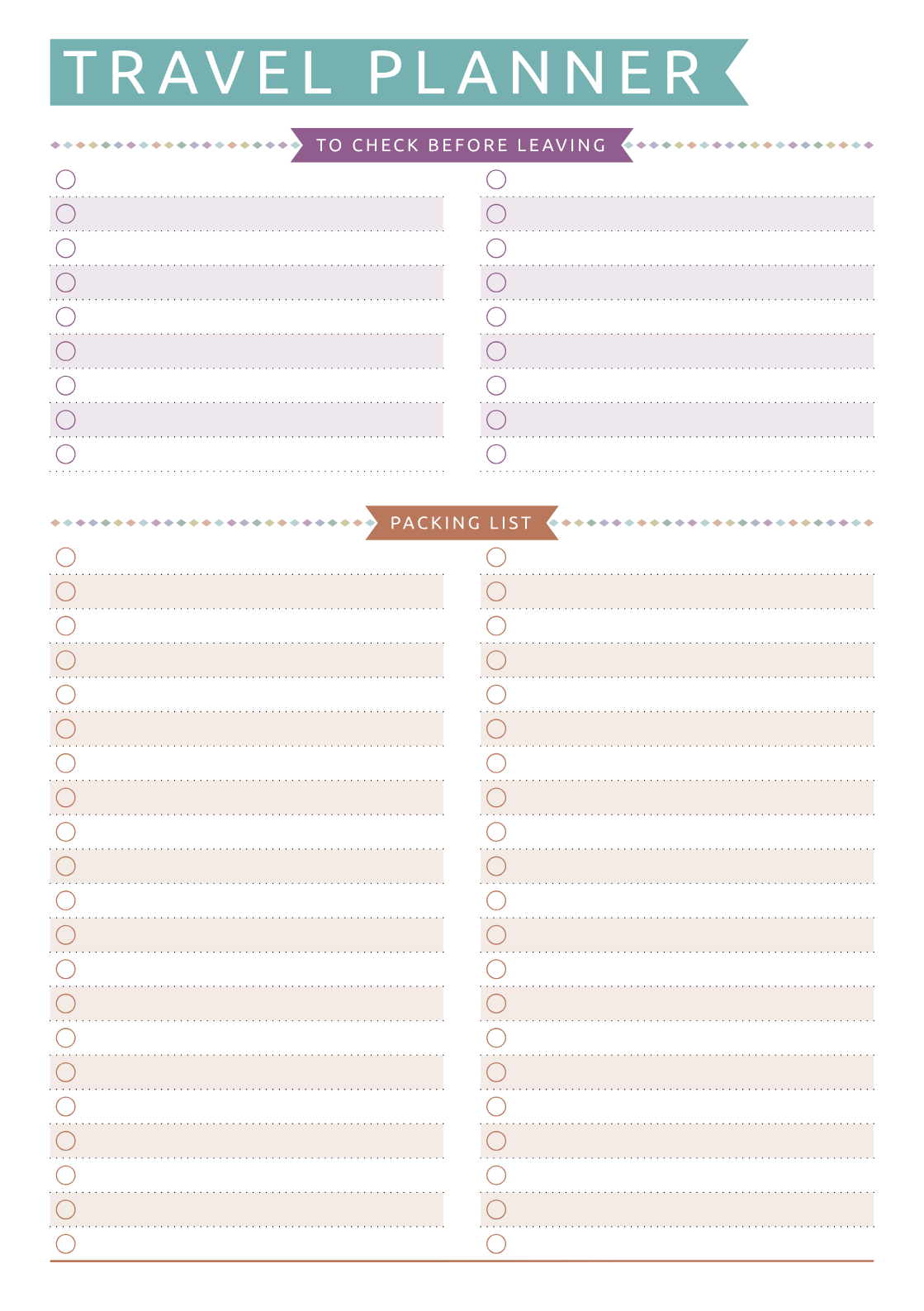 Download Printable Travel Planner - Casual Style PDF