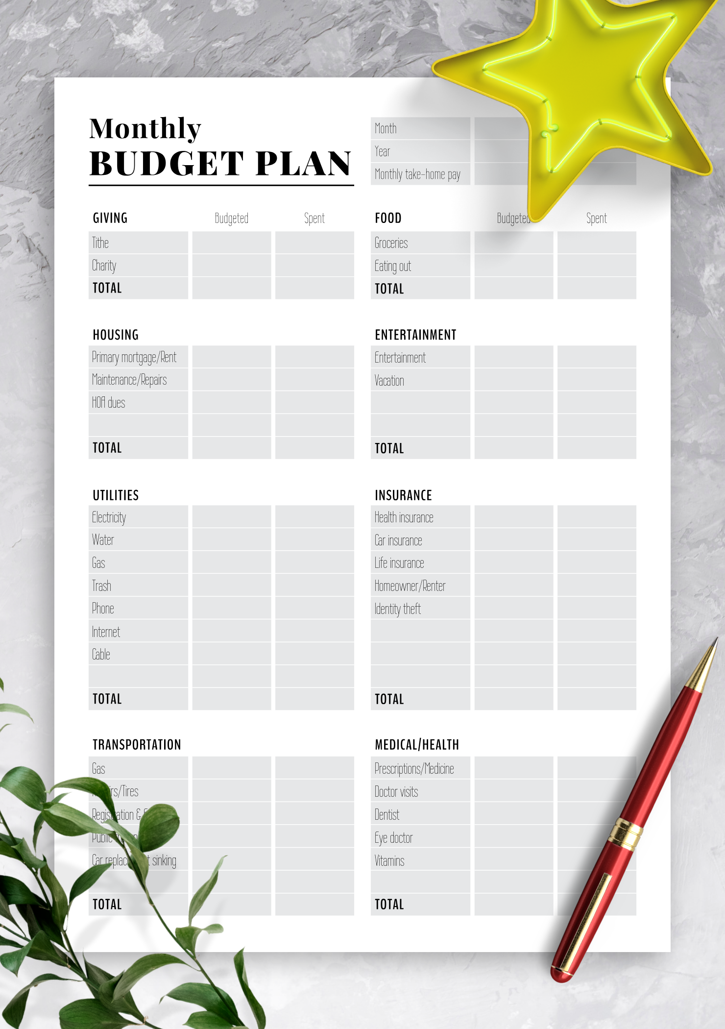 online household budget planner