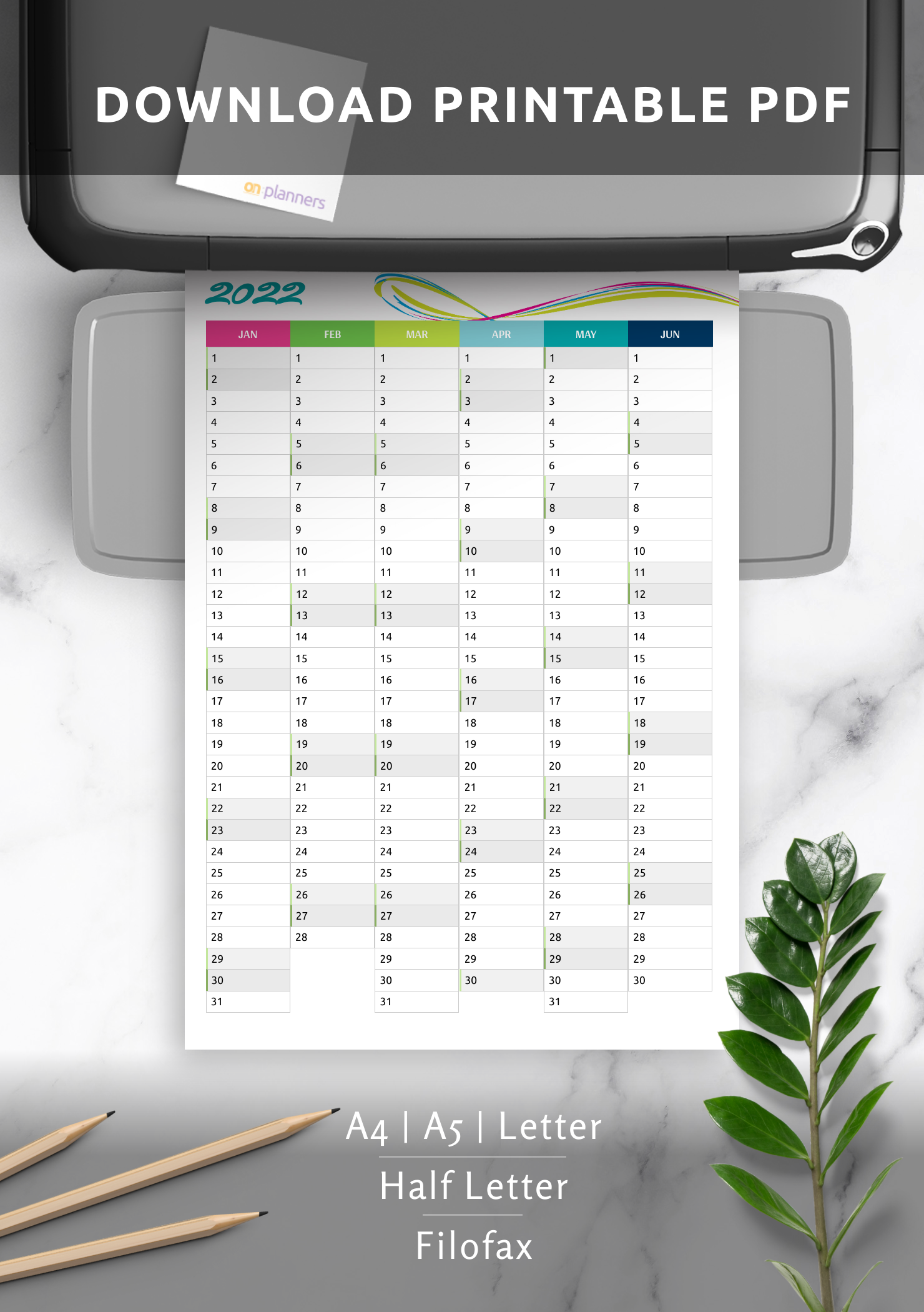 7 Day Vertical Calendar Printable