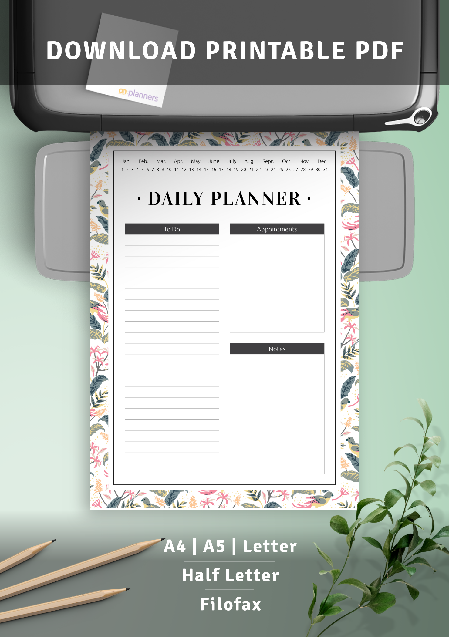 Download Printable Undated Daily Planner with To-Do list PDF