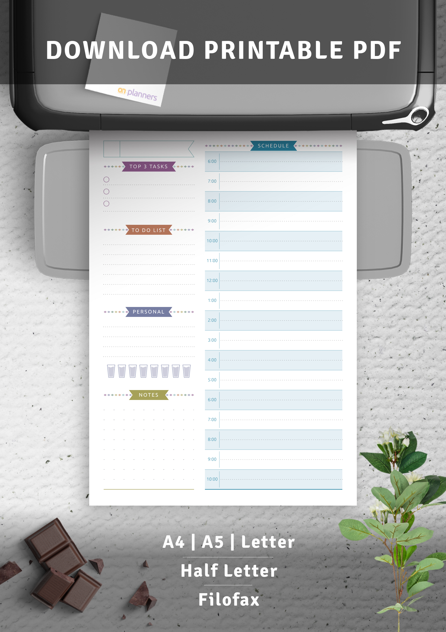 Download Printable Undated Daily Planner Template Casual Style PDF