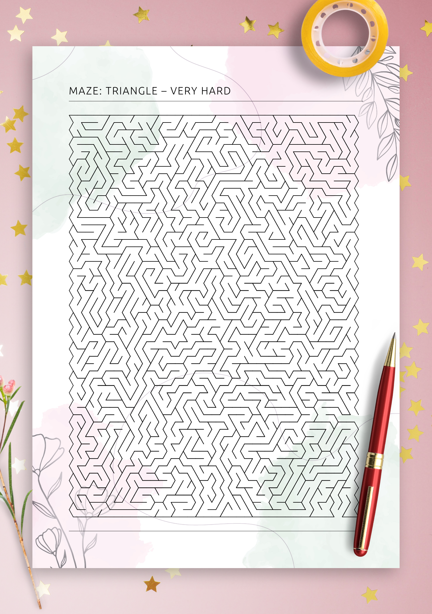 Download Printable Very Hard Triangle Maze PDF