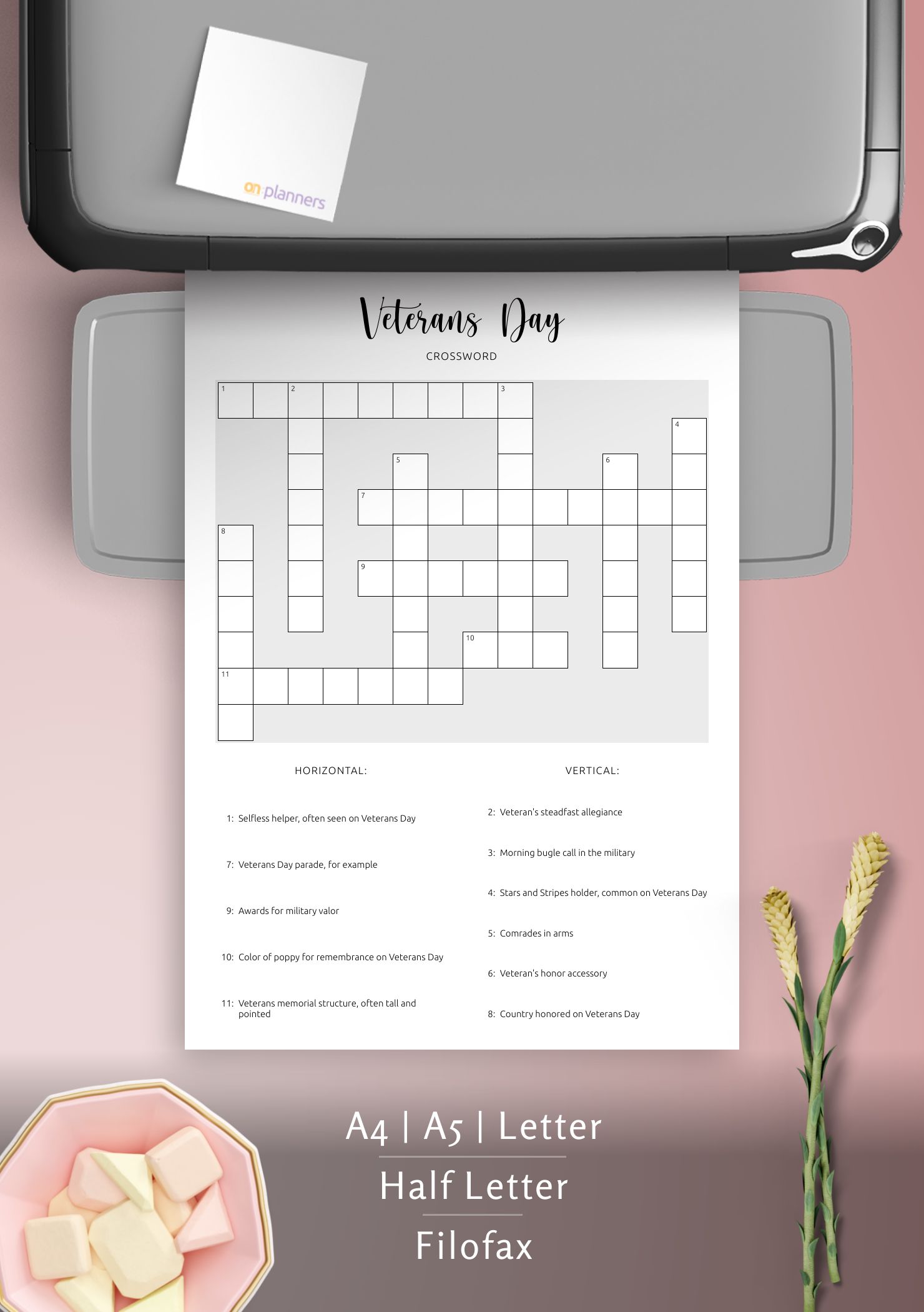 Download Printable Veterans Day Crossword PDF Puzzle Salute to Service