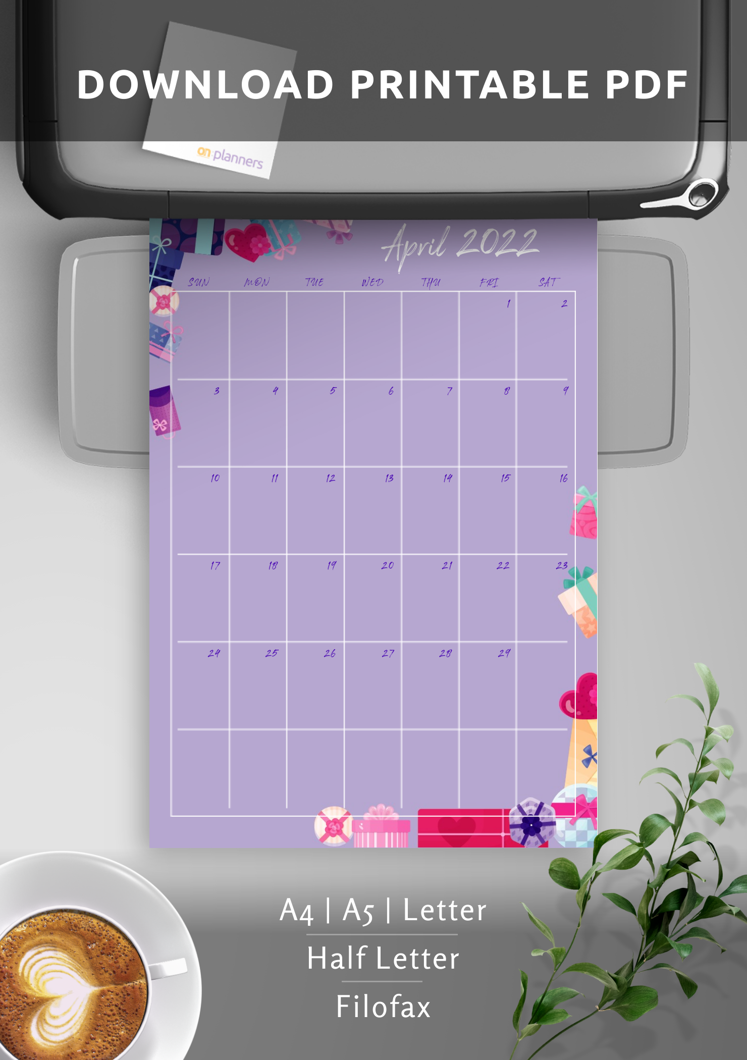 Download Printable Violet Monthly Birthday Calendar PDF