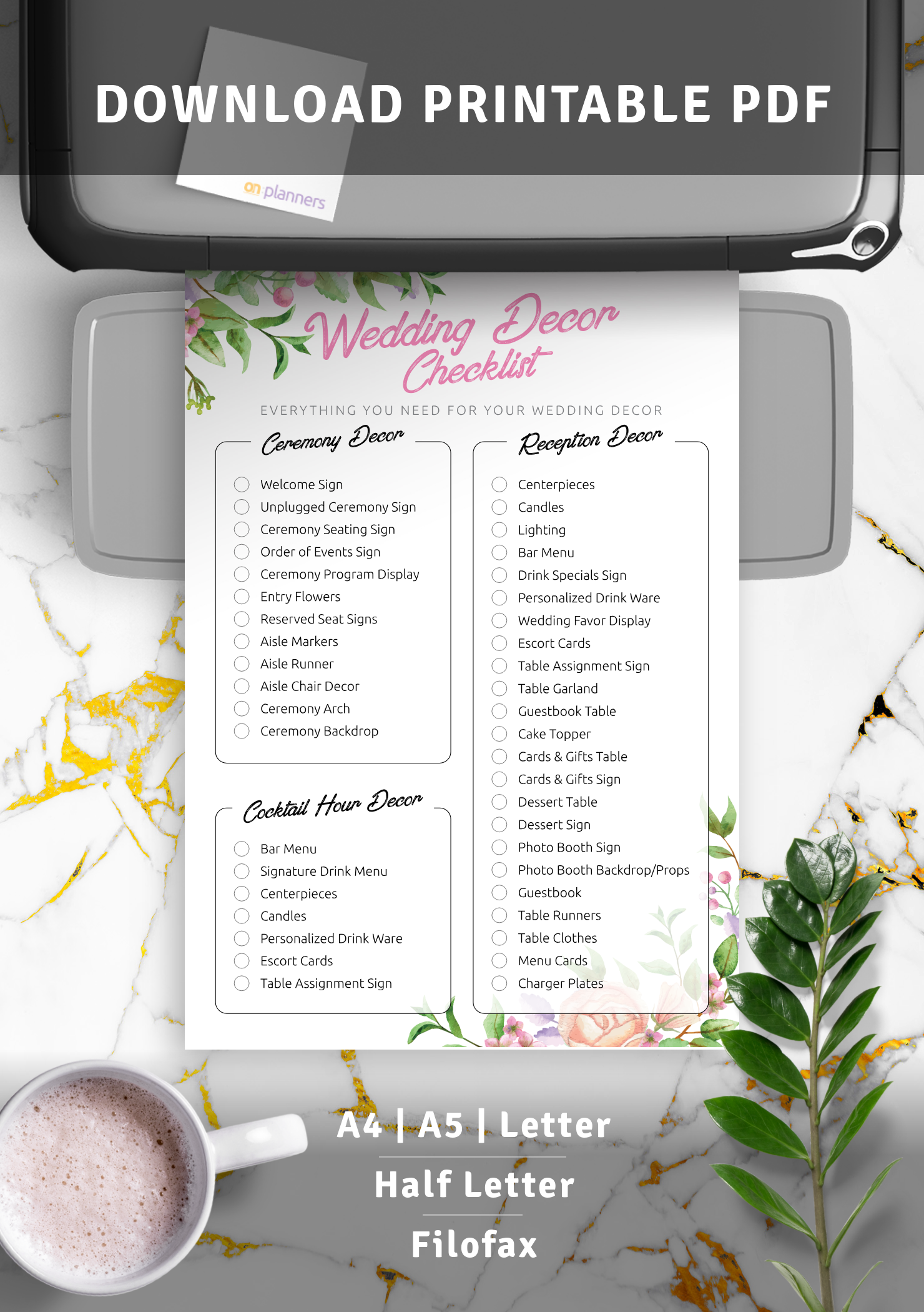 download printable wedding decor checklist pdf