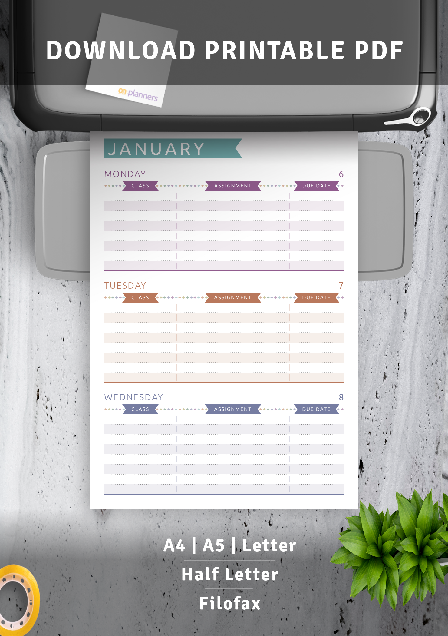 Download Printable Week Schedule - Casual Style PDF