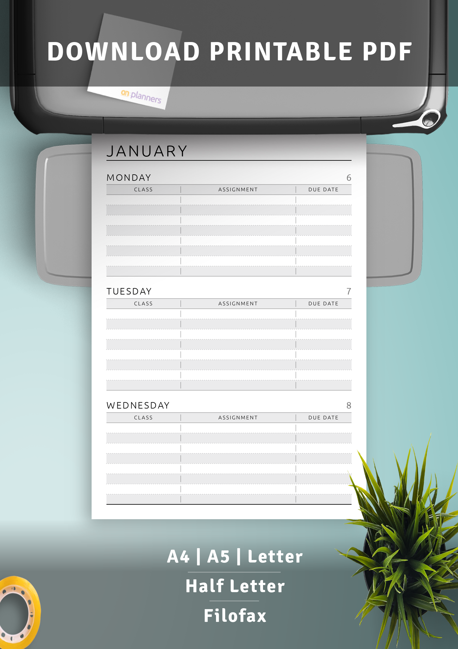 Download Printable Week Schedule - Original Style PDF