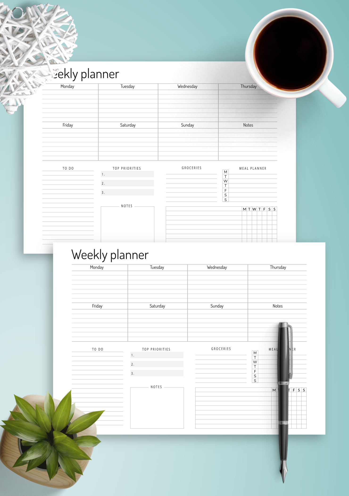 download printable horizontal weekly blank calendar template pdf