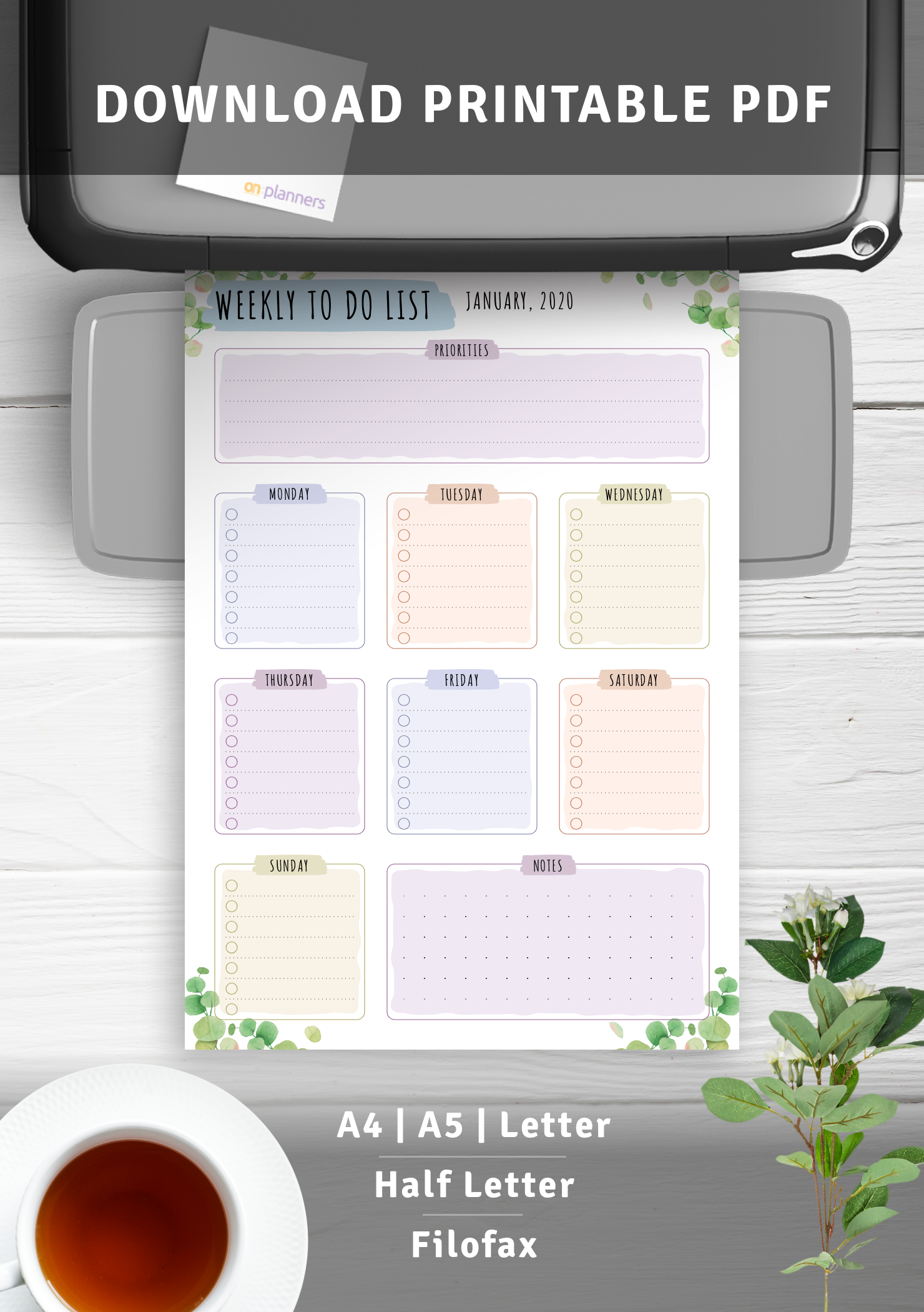 Download Printable Weekly To Do List - Floral Style PDF