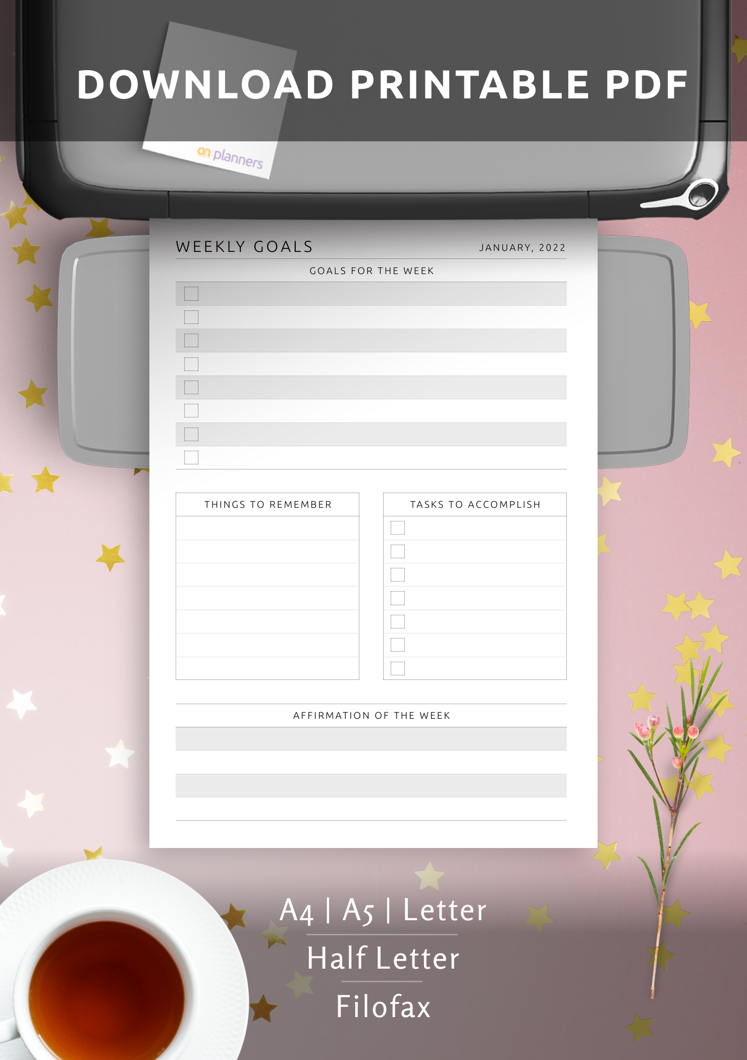 Weekly Goals & Review Template – Plan, Reflect, Improve