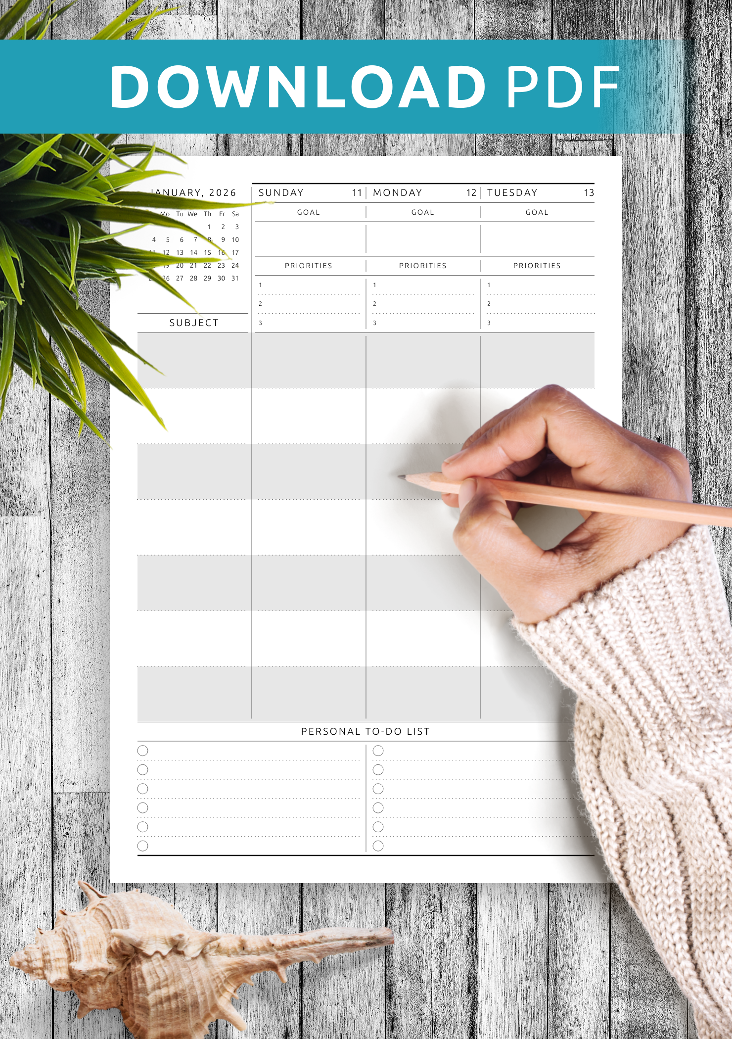 Download Printable Weekly Lesson Plan Template PDF