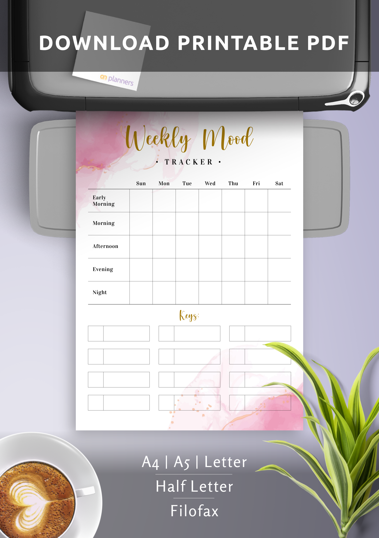 Download printable weekly mood tracker template aquarelle pink pdf