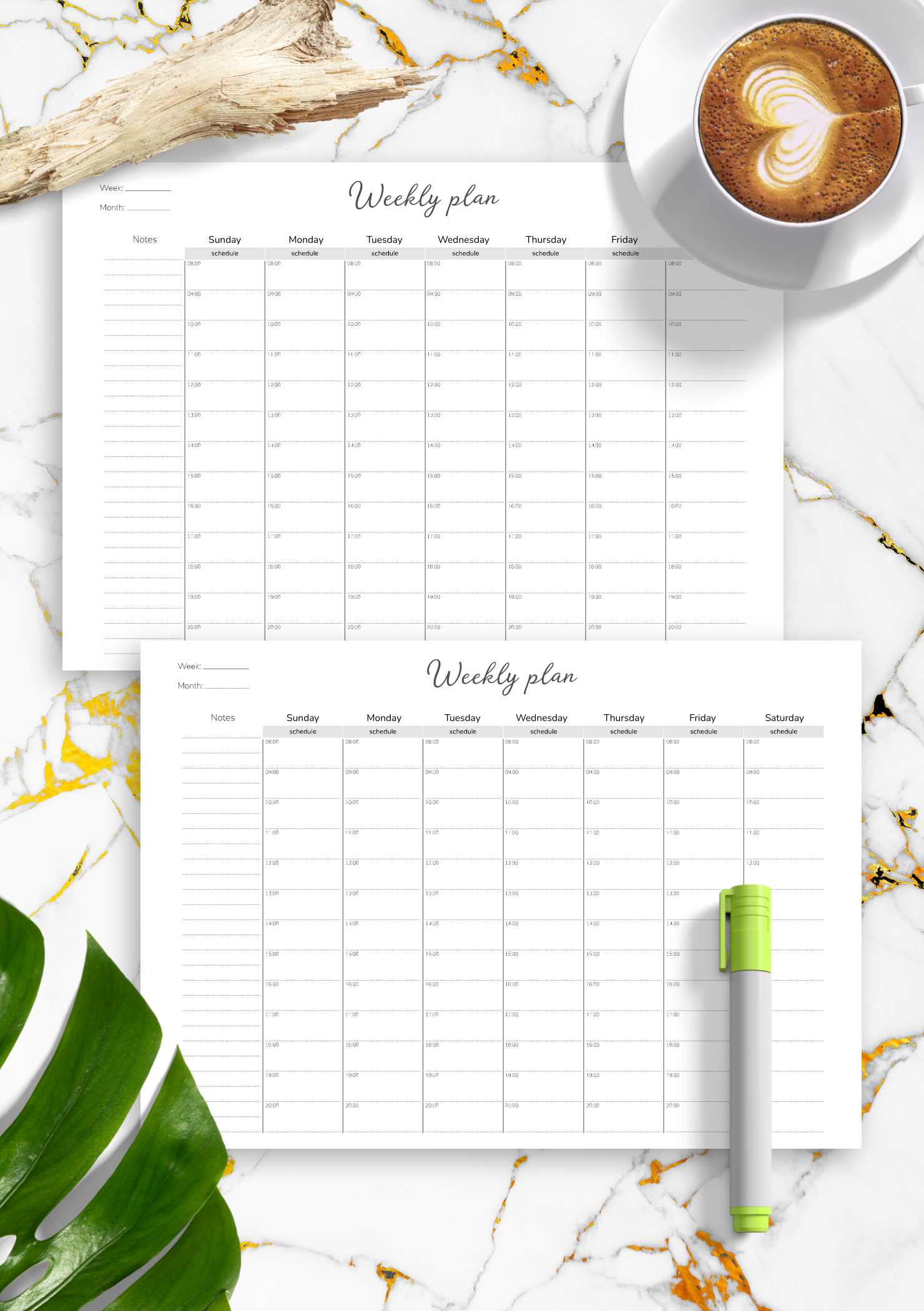 download printable horizontal weekly organiser template pdf