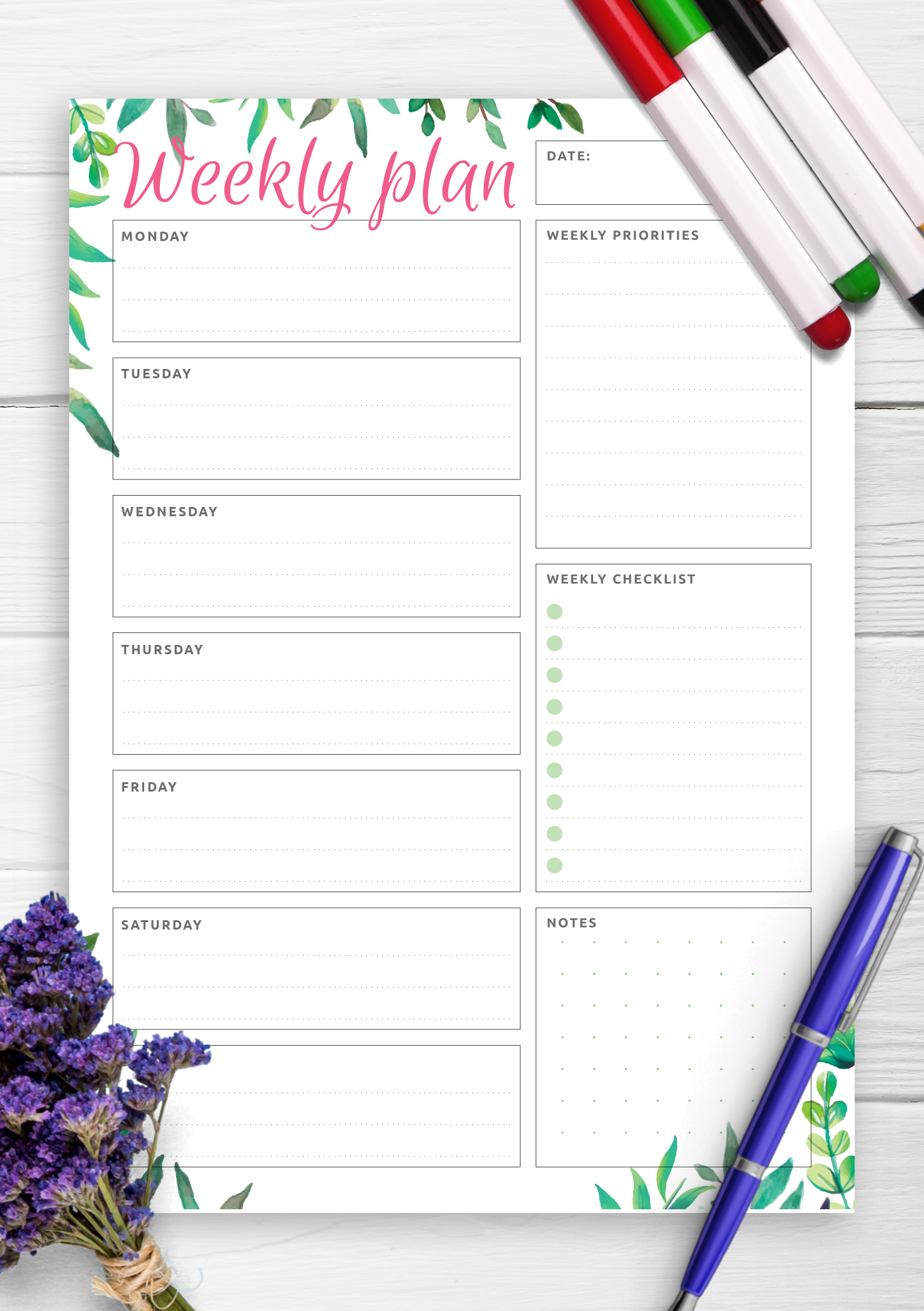 10 The Origin Printable Weekly Planner With To Do List