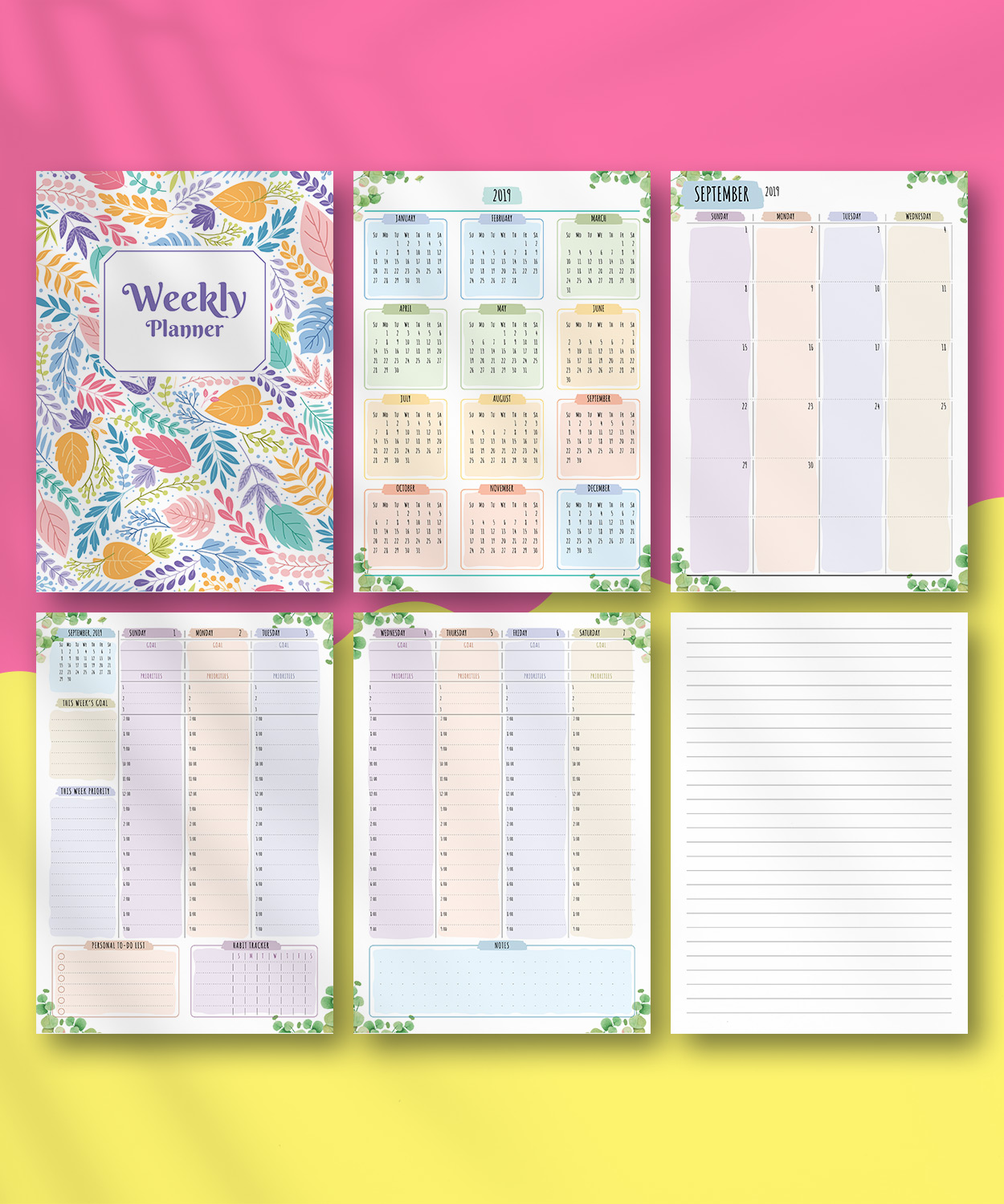Download Printable Weekly Planner Floral Style PDF