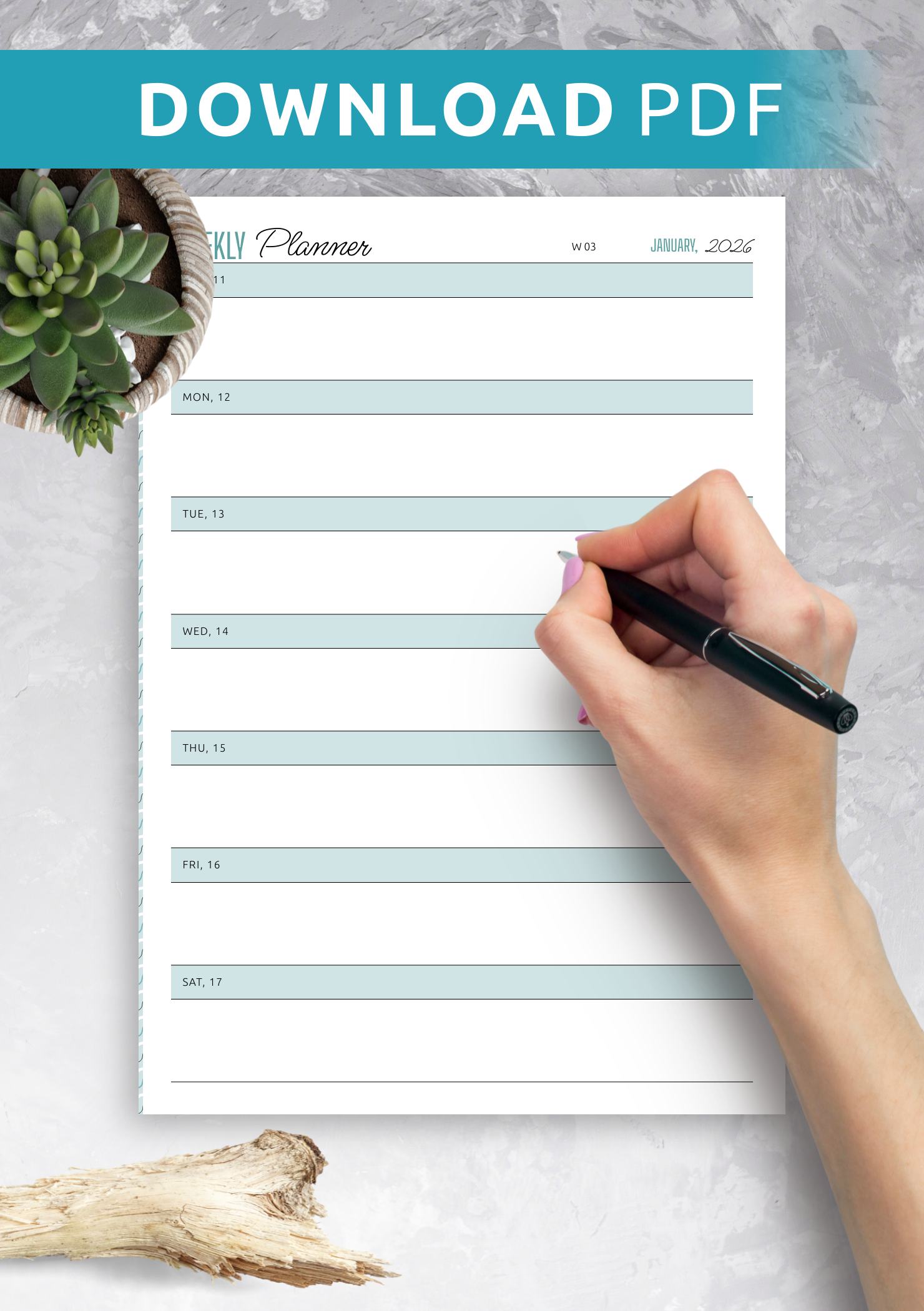 Download Printable Weekly Planner – Horizontal Days PDF