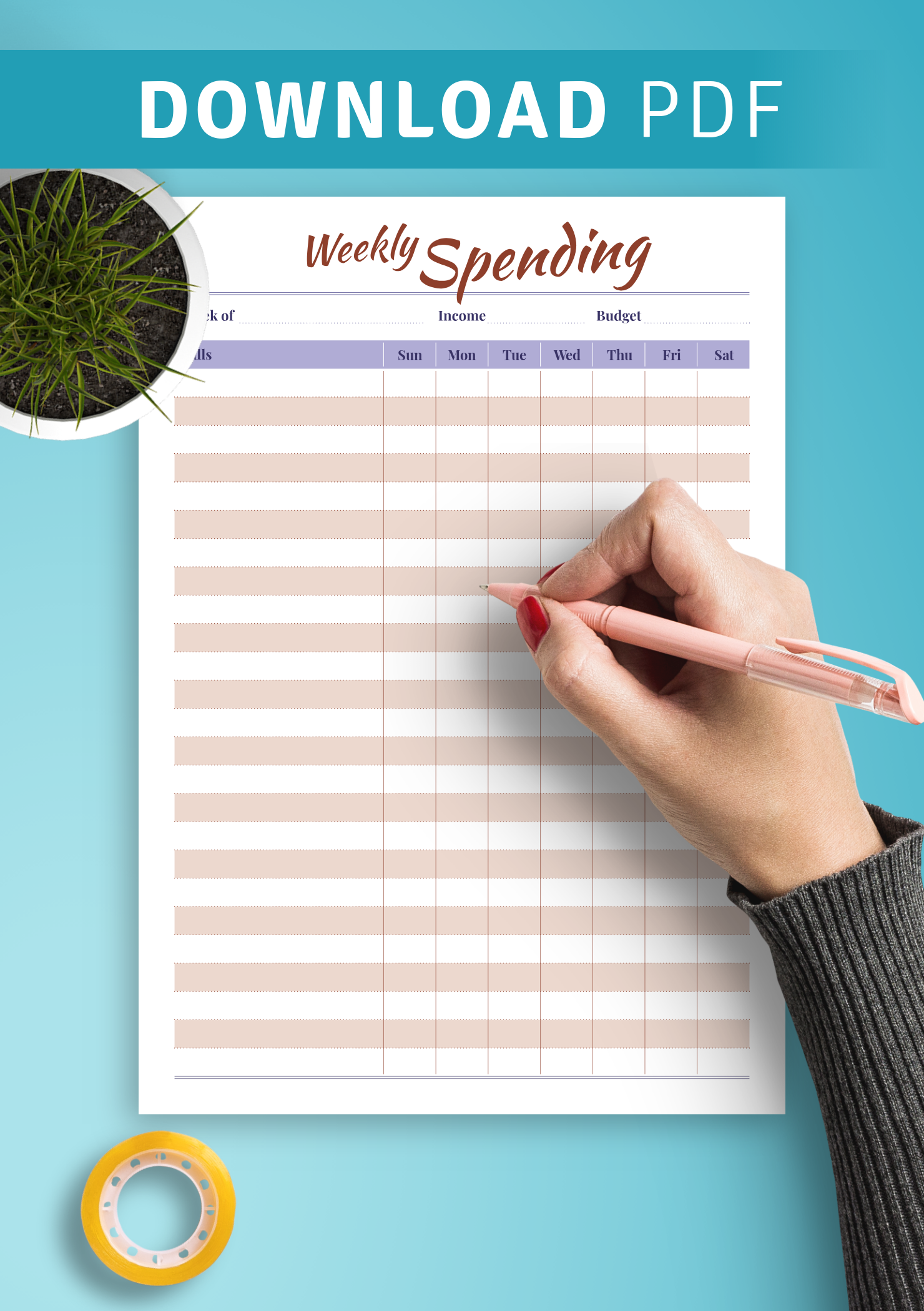 Download Printable Weekly Spending Blank Template PDF