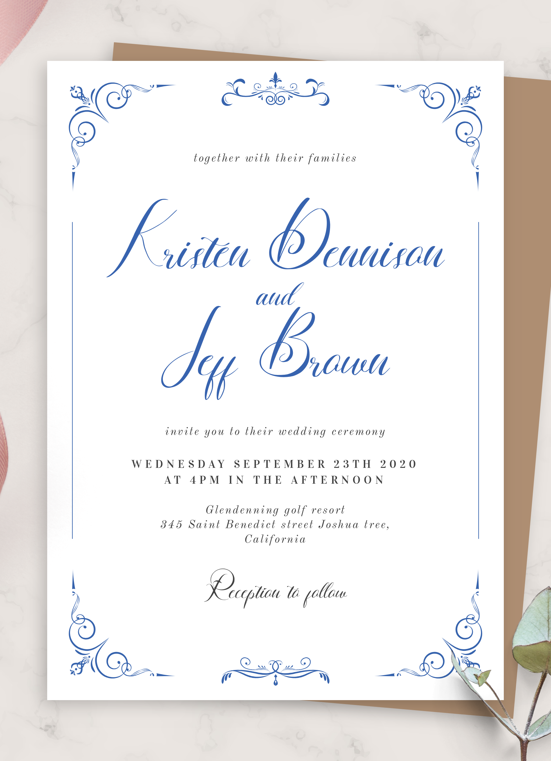 Download Printable Whimsical Scrolls Clear Vintage Wedding Invitation PDF