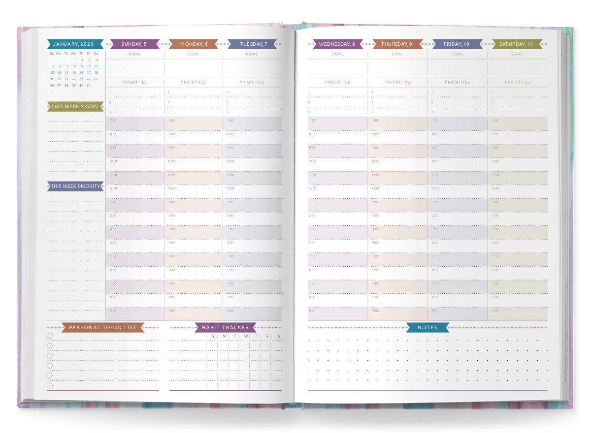 download printable weekly planner spiral bound casual