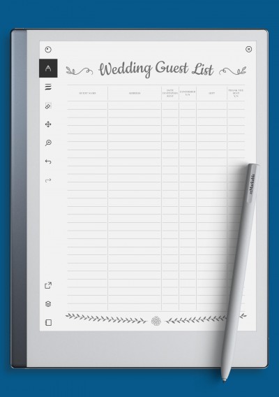 reMarkable Wedding Guest List with Gift Section