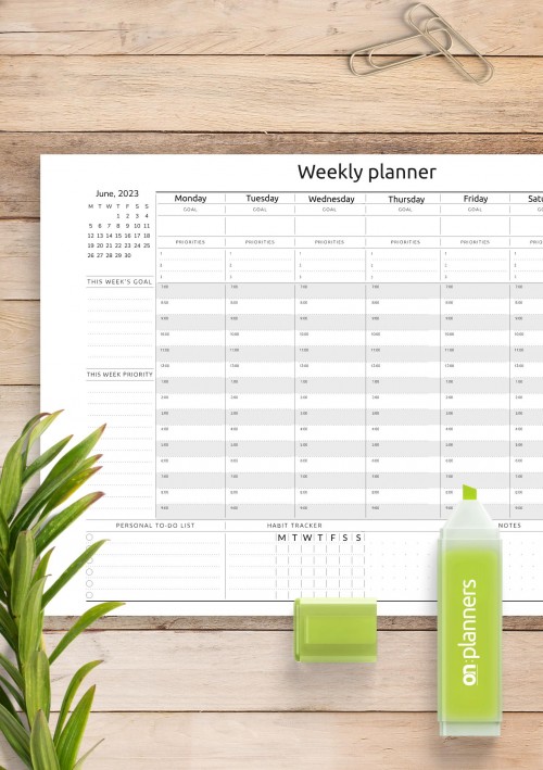 May 2023 Horizontal Weekly Timetable Planner Template