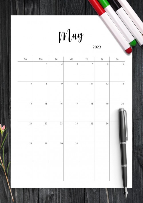 May 2023 Minimalist Monthly Calendar